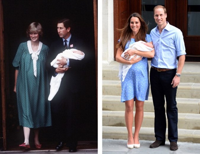 Diana with Harry and Kate with George at St Mary's Hospital