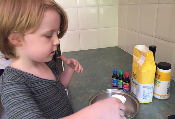 Kids can have fun measuring and mixing the ingredients together