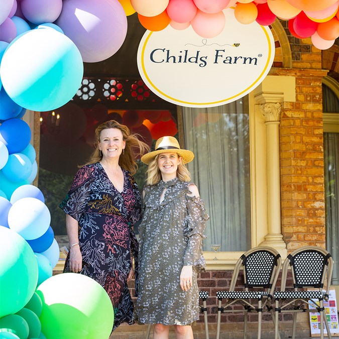 Childs Farm CEO and Founder Joanna Jensen and Tahlia Weston from the Alannah & Madeline Foundation mark the start of a partnership at the brand’s launch event in Melbourne