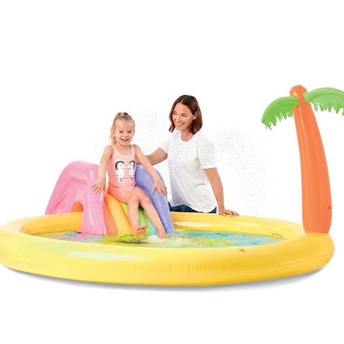 Splash pool with fountain and slide, $39. Image: Kmart