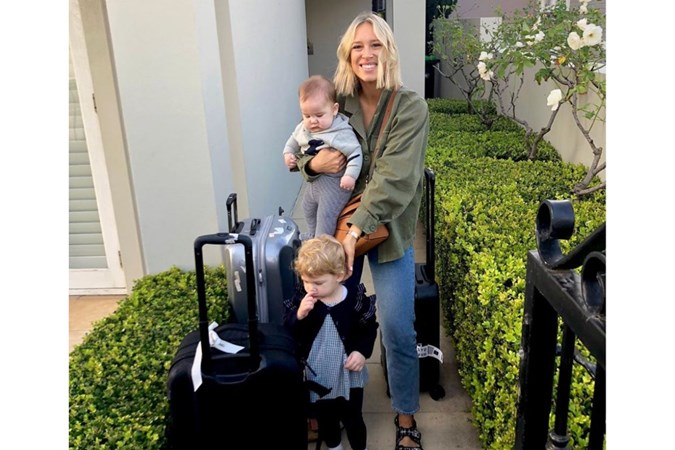 Phoebe with children Poppy and Billy outside the property. Image: Instagram