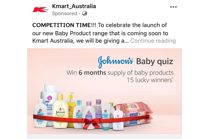 Kmart Australia Facebook scam. Image: Practical Parenting.