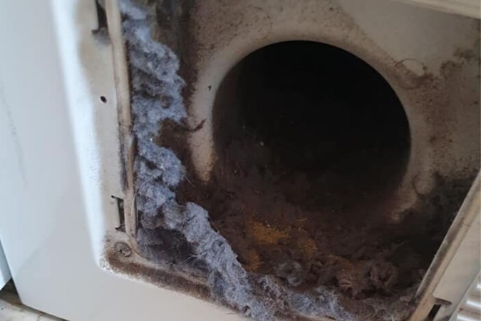 Years of compacted dryer lint. Image: Mums who clean/Facebook