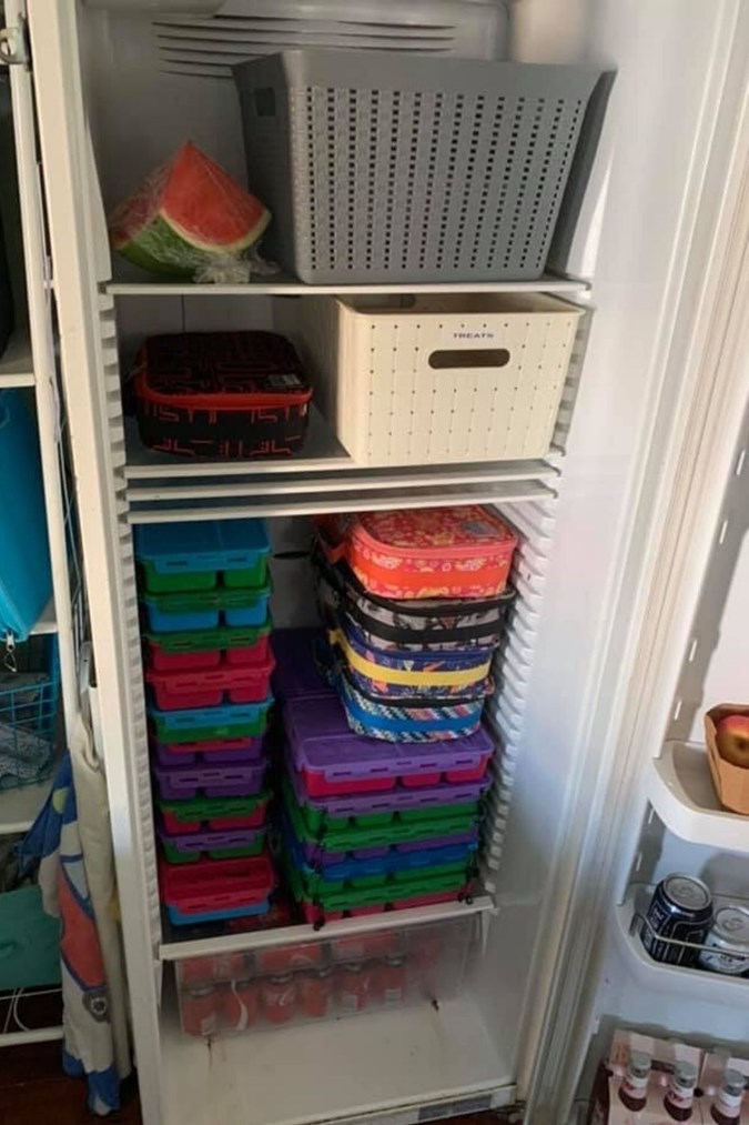 Suzanne's fridge used to store the week of lunchboxes. Image: Facebook