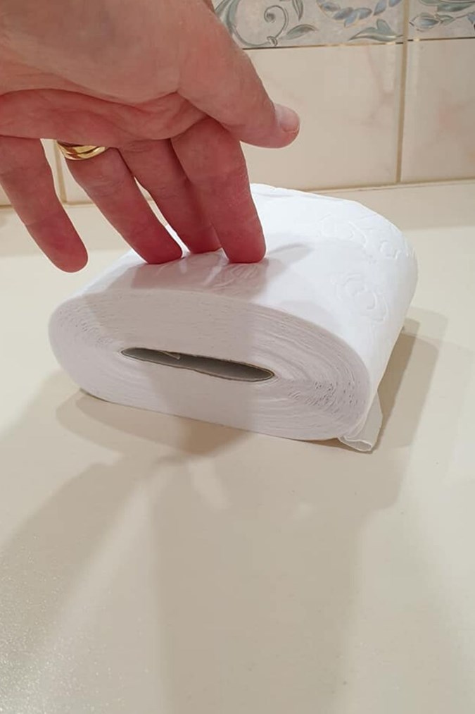 Tammy squashes the family toilet paper to make it last longer. Image: Mums Who Budget & Save/Facebook