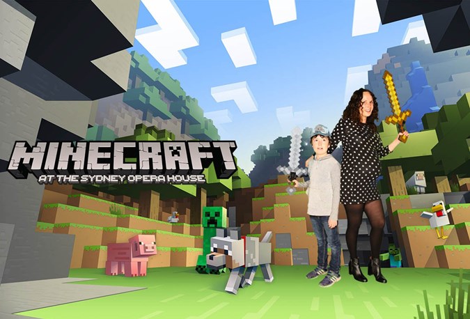 Maxwell and his mum, Practical Parenting Reviews Editor, Franki Hobson, at the Sydney Opera House Xbox Minecraft expo.