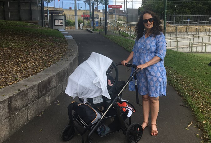 Sunday Summer Strolling. Note: There is a shade canopy on the Maxi-Cosi but not enough for total block out when you are using it with a stroller. Also note all of the crap I take out to a day at the park (see undercarriage).