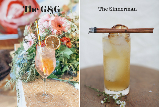 Shannon Rosie's G&G cocktail (left) and The Sinnerman mocktail (right)