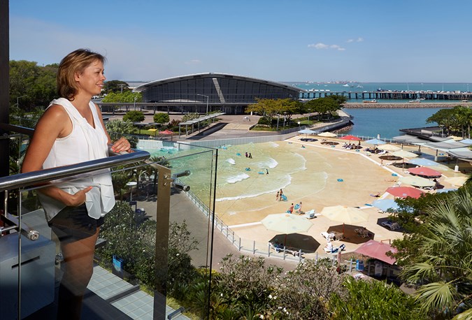 Views of Darwin's wave pool from the Vibe hotel