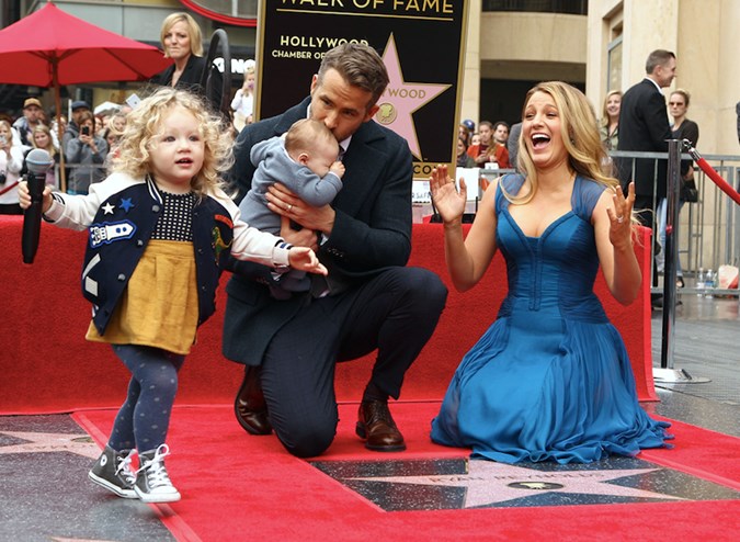 James with Blake Lively, Ryan Reynolds and little sister Inez
